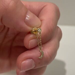 14k Gold Diamond Dangle Chain Earring